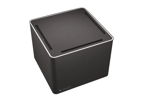 FutureBit Apollo II, a dark grey cube with a light ring around its top
